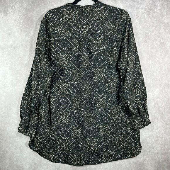 Lauren Ralph Lauren Blouse Womens 1X Black Dotted Popover Artsy‎ Mature Office - Picture 4 of 8